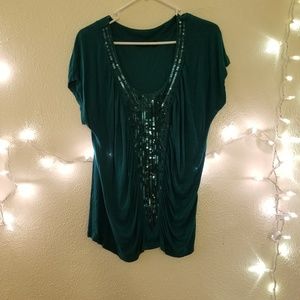 Cute sparkly teal cotton top